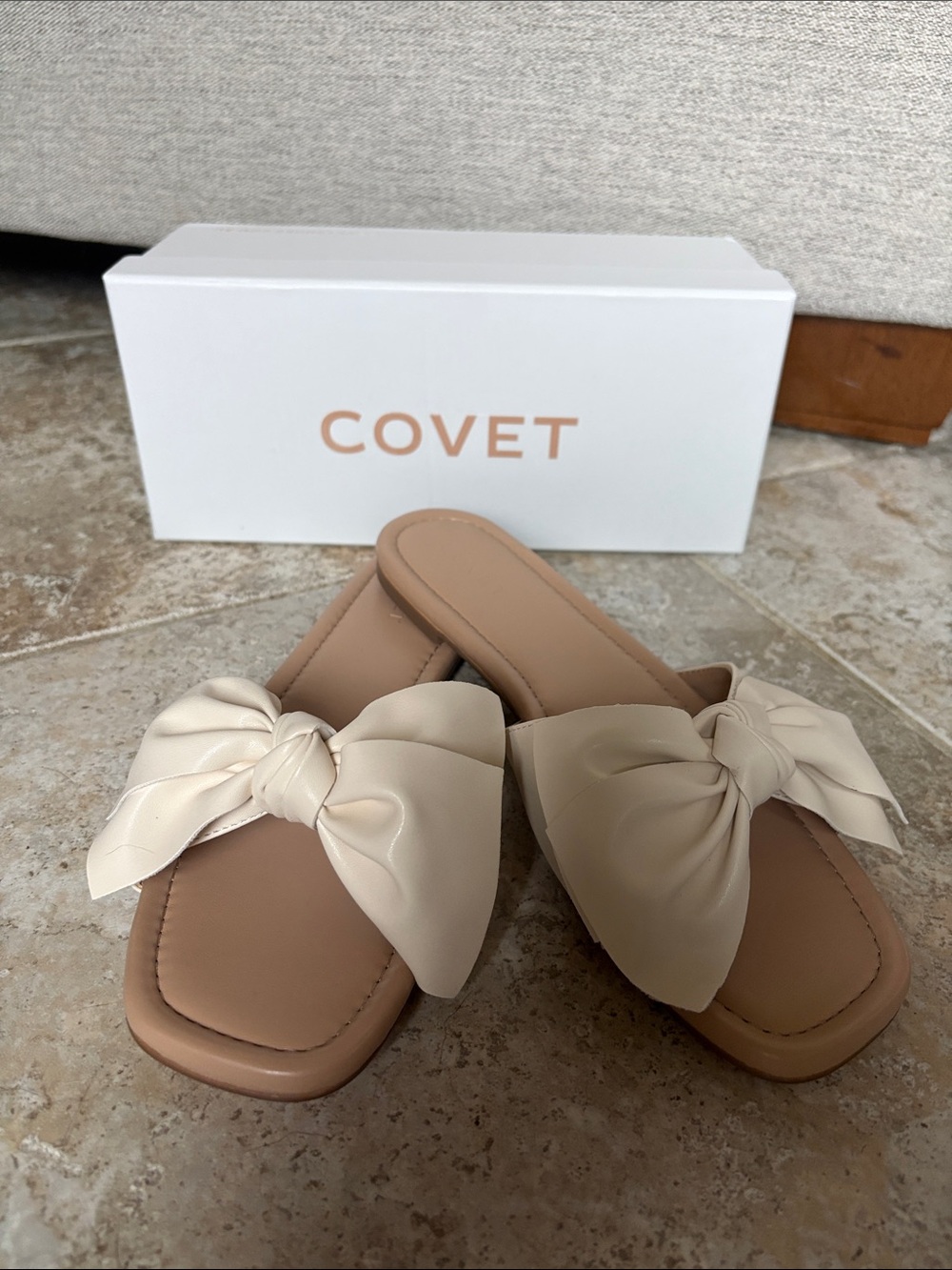 Covet Cream Bow Slide BECCA Mules
